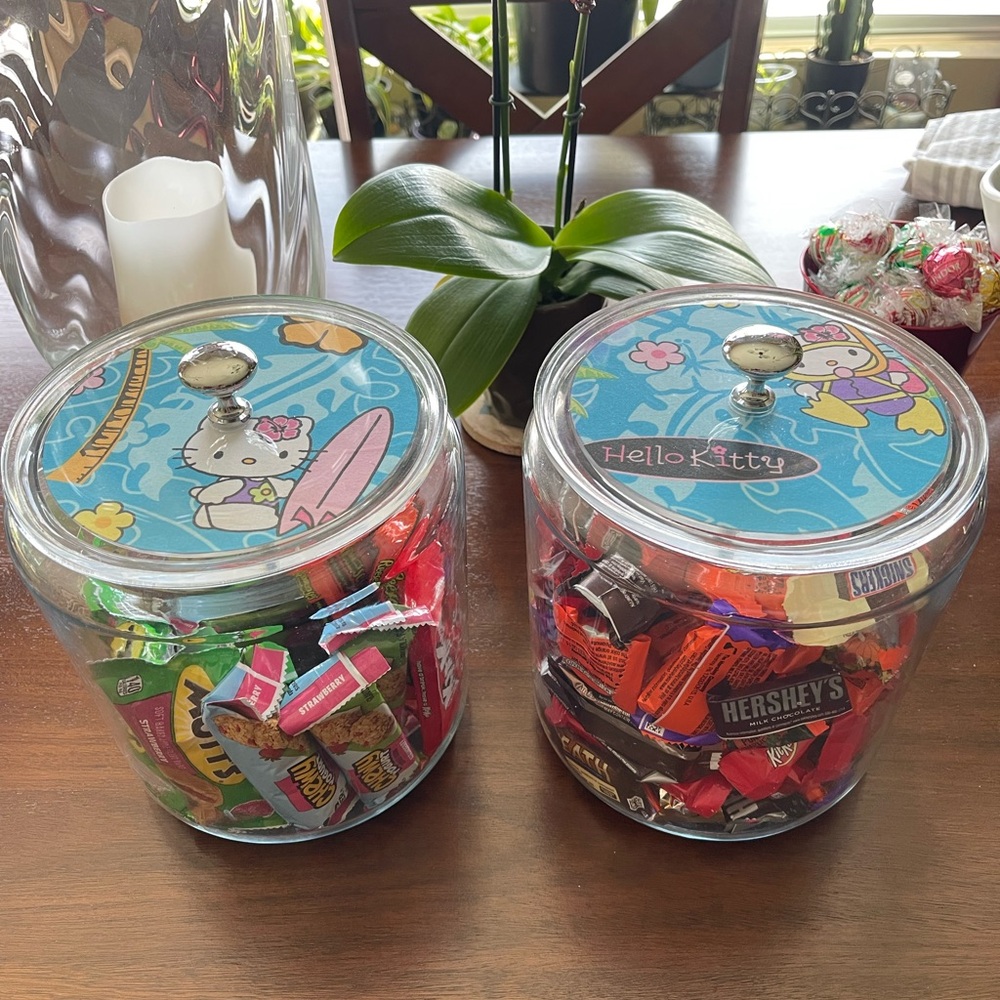 Hello Kitty Candy Jars - Blue and Pink